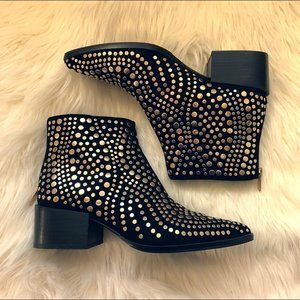 Vince Camuto Gold Studded Black Bootie Size 7.5